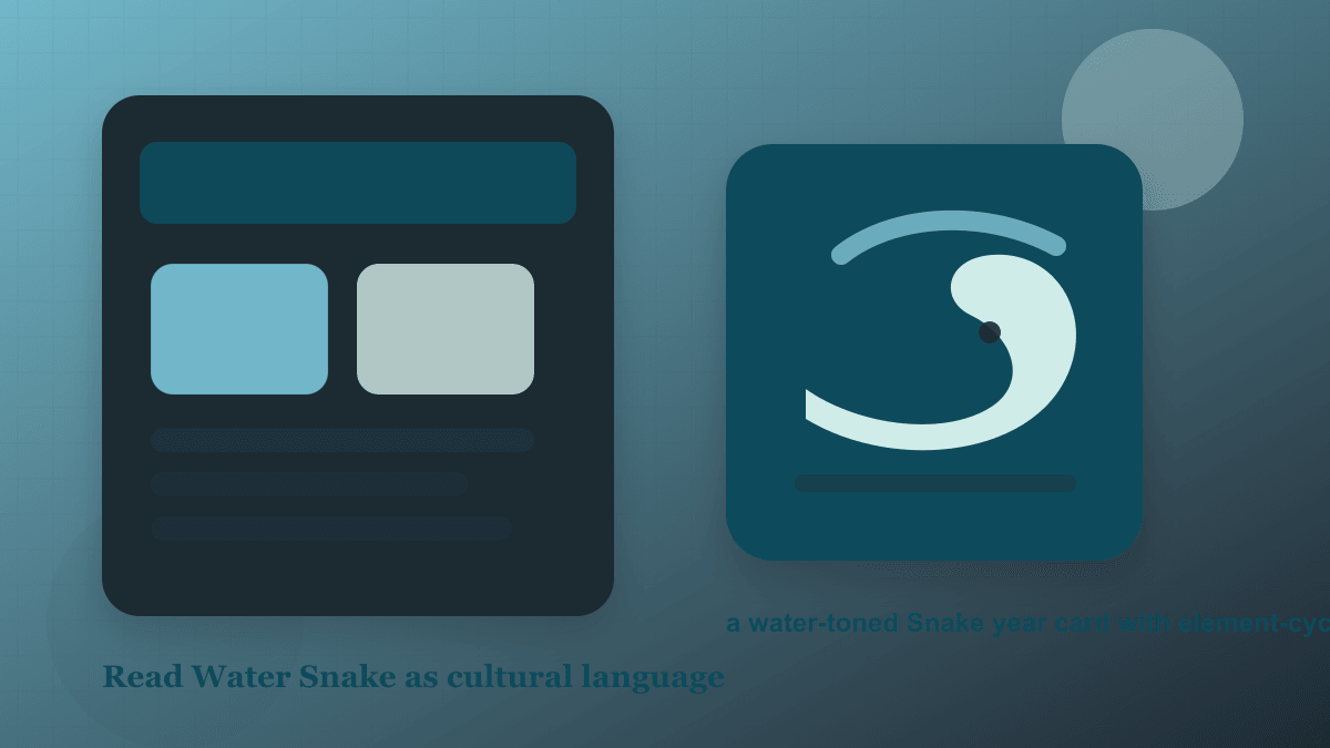 1953 Chinese zodiac Water Snake element card