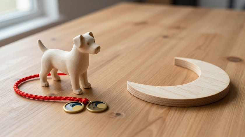 zodiac animal figurine and lunar ornament arranged as two birthday lookup paths