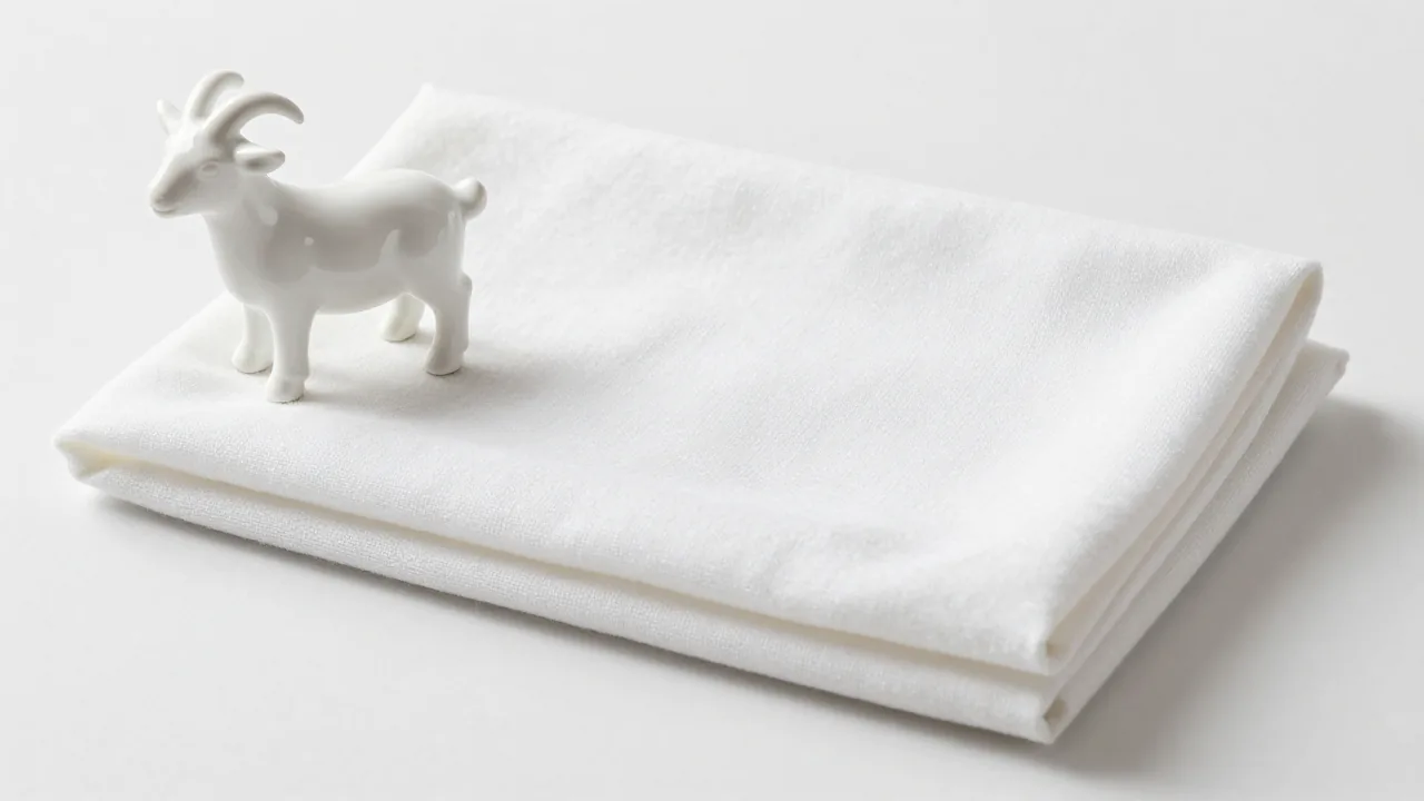 A goat ornament beside wool