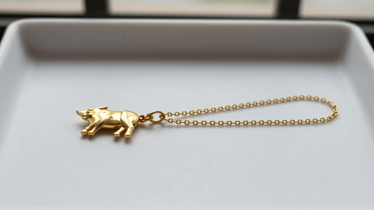 Pendant attachment loop and chain shown from the side
